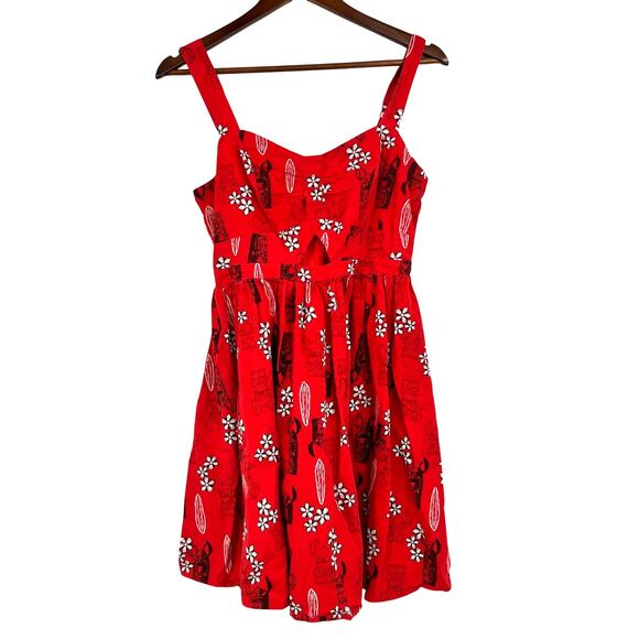 Disney Lilo & Stitch Retro Cut-Out Dress red printed fit and flare size medium - Picture 2 of 10